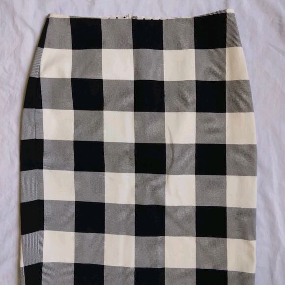 Talbots Pencil Skirt Black and White Checkered Plaid Women's Size 2 - Picture 2 of 9